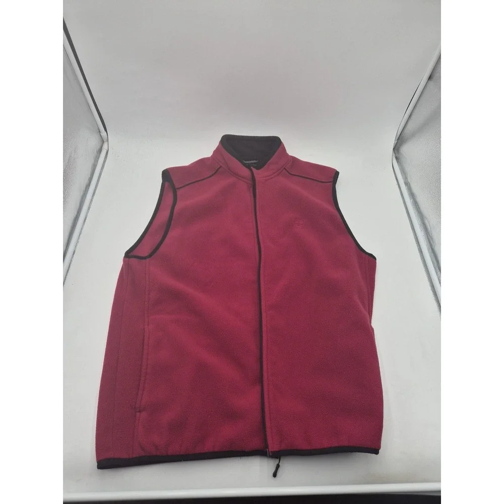 Timberland Fleece Vest Full Zip Mock Neck Sleeveless Jacket Red Mens Size large